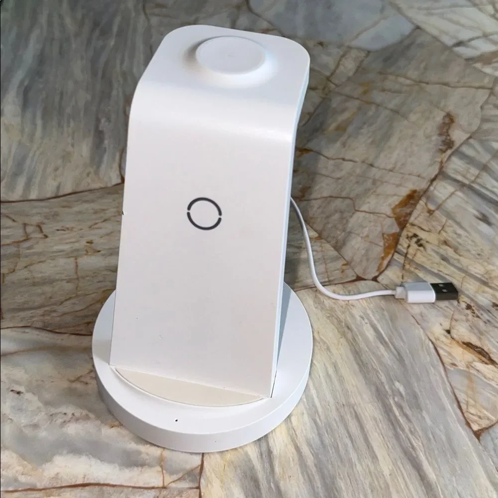 3-in-1 Wireless Charging Station Dock for Smartphone Watch and Earbuds White